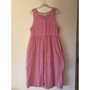 Vintage 90s Susan Bristol Red Gingham Check Button Front Jumper Apron Dress 14